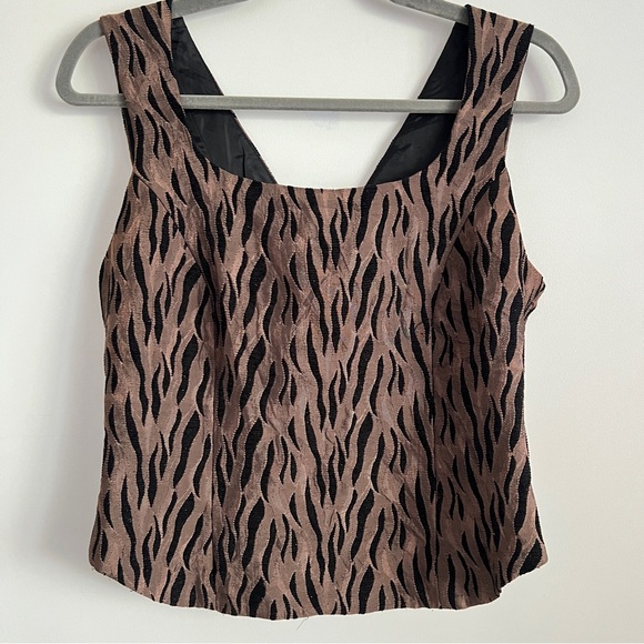 Bee Collection Y2K Lace Up Corset Vest Brown Black Animal Print Top - Picture 2 of 12